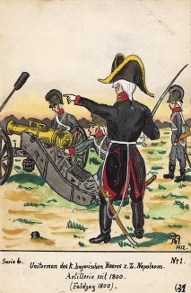 1800 г. Артиллеристы армии королевства Бавария. Коллекция Роберта фон Арнольди. Германия, 1911-29