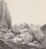 Скалы Ледяной горы. Йосемити, штат Калифорния. Лист из издания "Picturesque America", т.I, Нью-Йорк, 1872.
