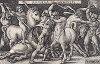 Битва Геракла с кентаврами. Гравюра Ганса Зебальда Бехама из сюиты "Подвиги Геракла", 1542-48 гг.