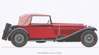 Автомобиль Alfa-Romeo (2,3 litre), модель 1930 года. Из американского альбома Old cars 60-х гг. XX в.