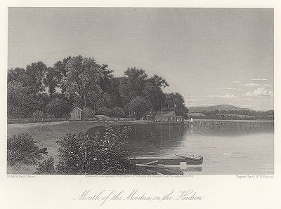 Мудна-Крик, проток реки Гудзон, штат Нью-Йорк. Лист из издания "Picturesque America", т.II, Нью-Йорк, 1874.