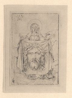 Святая Вероника с платком. Гравюра Альбрехта Дюрера, выполненная в 1510 году (Репринт 1928 года. Лейпциг)