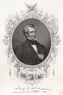Джеймс Нокс Полк (1795 -1849) - одиннадцатый президент США. Gallery of Historical and Contemporary Portraits… Нью-Йорк, 1876