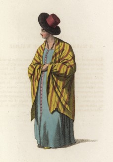Замужняя жительница Валдая (лист 72 иллюстраций к известной работе Эдварда Хардинга "Костюм Российской империи", изданной в Лондоне в 1803 году)
