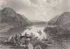 Вид на реку Гудзон и окружающие её холмы от учебного полигона академии Вест-Пойнт. Лист из издания "Picturesque America", т.II, Нью-Йорк, 1874.