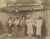 Китайские музыканты. Крашенная вручную японская альбуминовая фотография эпохи Мэйдзи (1868-1912). 