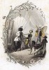 Наряжающаяся у зеркала пчела-плотник в компании осы, шершня и бабочки-голубянки. Les Papillons, métamorphoses terrestres des peuples de l'air par Amédée Varin. Париж, 1852