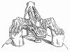 Скоба, за которую подвешивается китайский колокол -- трофей, украшающий Букингемский дворец, отлитая в виде зверька Пулао, одного из Девяти сыновей Китайского дракона, который любит громко кричать (The Illustrated London News №90 от 20/01/1844 г.)