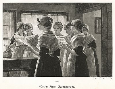 "Репетиция" работы Вальтера Фирле. Moderne Kunst..., т. 9, Берлин, 1895 год. 