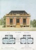 Эскиз и план одноэтажного домика с балюстрадой (из популярного у парижских архитекторов 1880-х Nouvelles maisons de campagne...)