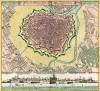 Карта и вид имперского города Вены и окрестностей. Die Kaiser Residentz und Hauptstadt Wien (нем.). Составил Георг Маттеус Зойтер. Аугсбург, 1730