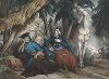 Иван Мазепа рассказывает свою историю Карлу XII. Иллюстрация к поэме Байрона "Мазеппа", Париж, 1830-е гг. 