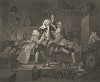 Акт милосердия в винном погребе. Гравюра с группового портрета, написанного для лорда Бойна. На ней изображены молодые аристократы, известные безудержными кутежами: лорд Хоби, Де Грей, лорд Кавендиш и лорд Сэндвич; лежит лорд Голуэй. Лондон, 1838