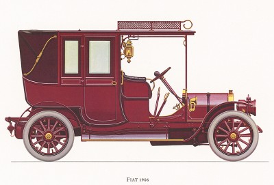 Автомобиль Fiat, модель 1906 года. Из американского альбома Old motorcars, «Veteran & Vintage», 60-х гг. XX в.