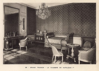 Дворец Версаль. Большой Трианон. Комната Наполеона I. Лист из альбома Le Chateau de Versailles et les Trianons. Париж, 1900-е гг.