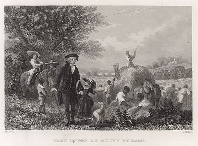 Джордж Вашингтон в своём поместье Маунт-Вернон. Gallery of Historical and Contemporary Portraits… Нью-Йорк, 1876