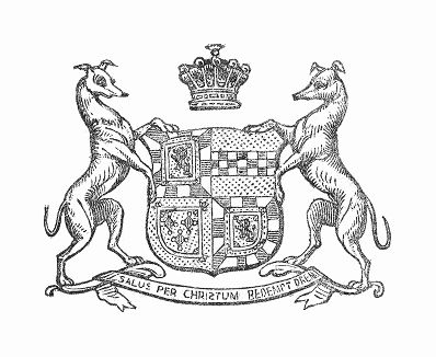 Фамильный герб Сэра Фрэнсиса Стюарта, 10--ого графа Морея (1771 -- 1848) -- члена старинного шотландского клана (The Illustrated London News №299 от 22/01/1848 г.)