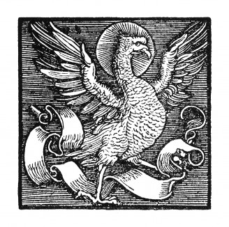 Орел, символ Иоанна Богослова. Иллюстрация Ганса Шауфелейна к Via Felicitatis. Издал Johann Miller, Аугсбург, 1513