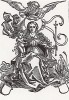 Мария на троне, венчаемая ангелом (гравюра, исполненная Дюрером в 1493 году)