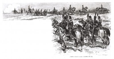 Учения французской полевой артиллерии в 1829 году (из Types et uniformes. L'armée françáise par Éduard Detaille. Париж. 1889 год)