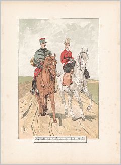 Копия «Драгун и дама на конной прогулке (из "Иллюстрированной истории верховой езды", изданной в Париже в 1891 году)»
