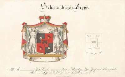 Герб княжеств и князей Шаумбург-Липпе. Из немецкого гербовника середины XIX века