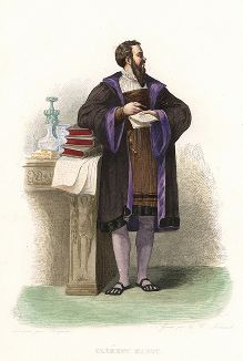 Клеман Маро (1496-1544) - знаменитый французский поэт и гуманист. Лист из серии Le Plutarque francais..., Париж, 1844-47 гг. 