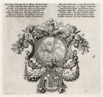 Восемь сцен из жизни апостола Петра (из Biblisches Engel- und Kunstwerk -- шедевра германского барокко. Гравировал неподражаемый Иоганн Ульрих Краусс в Аугсбурге в 1700 году)