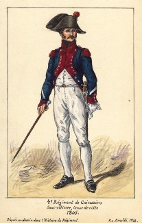 1805 г. Офицер 4-го кирасирского полка французской армии в парадной форме. Коллекция Роберта фон Арнольди.  Германия, 1911-28