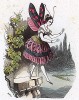 Таволговая пестрянка в костюме балерины. Les Papillons, métamorphoses terrestres des peuples de l'air par Amédée Varin. Париж, 1852