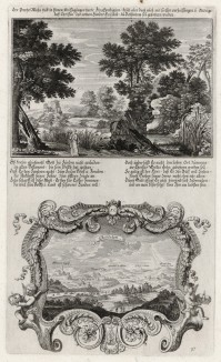 1. Пророк Михей 2. Вид Вифлеема (из Biblisches Engel- und Kunstwerk -- шедевра германского барокко. Гравировал неподражаемый Иоганн Ульрих Краусс в Аугсбурге в 1700 году)