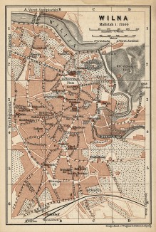 Вильнюс (Вильно, Вильна) (карта-план из популярного немецкого путеводителя K. Baedeker. Russland. Handbuch fur Reisende. Лейпциг, 1897)