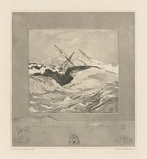 Море. Лист 3 сюиты Макса Клингера "О Смерти, часть первая, Опус IX", Берлин, 1897 год. 