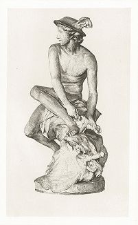 "Меркурий, завязывающий сандалию" работы знаменитого Жан-Батиста Пигаля, 1744 г. Из коллекции Фридриха Великого. 