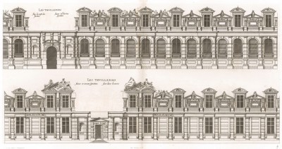 Фасады сгоревшего в 1871 году дворца Тюильри. Androuet du Cerceau. Les plus excellents bâtiments de France. Париж, 1579. Репринт 1870 г.
