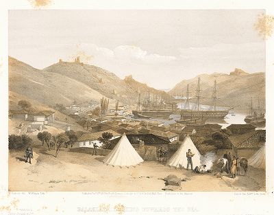 Вид на Балаклаву по направлению к морю осенью 1854 года. The Seat of War in the East by William Simpson, Лондон, 1855 год. Часть I, лист 3