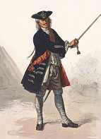 Князь Леопольд I Ангальт-Дессау (1676-1747), прусский фельдмаршал. Рисовал Адольф Менцель. Die Armee Friedrichs des Grossen in ihrer Uniformierung gezeichnet und erläutert von Adolph Menzel, л.39. Берлин, 1909