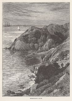 Бухта Брентон в окрестностях Ньюпорта, штат Род-Айленд. Лист из издания "Picturesque America", т.I, Нью-Йорк, 1872.
