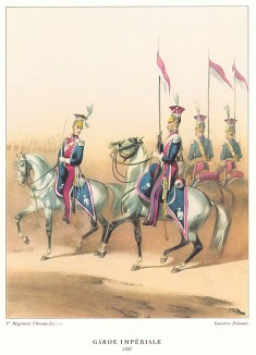 Польские уланы армии Наполеона Бонапарта. Репринт середины XX века со старинной французской гравюры