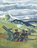 Орудия швейцарской полевой артиллерии ведут огонь. Notre armée. Женева, 1915