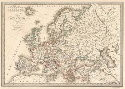 Карта Европы на 1813 год. Atlas universel de geographie ancienne et moderne..., л.19. Париж, 1842