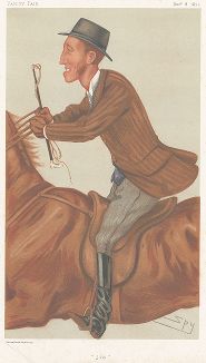 Джеймс Лоутер (1855-1949) -  1-й виконт Улсуотера, консервативный политик и спикер Парламента.  Карикатура из знаменитого британского журнала Vanity Fair. Лондон, 1877