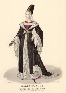 Мария Анжуйская (1404—1463) -- супруга Карла VII, короля Франции (из Galerie française de femmes célèbres... Париж. 1841 год)