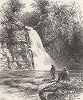Водопад Бушкил, штат Делавер. Лист из издания "Picturesque America", т.I, Нью-Йорк, 1872.