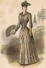 Приталенное платье приглушённых тонов для прогулок на природе. Из французского модного журнала Le Coquet, выпуск 255, 1889 год