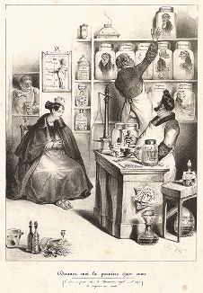 "Дайте мне первое, что попадется".  Карикатура Жана Гранвиля, высмеивающая способ выбора политиков. The Caricature, No 101, 1832 год. 