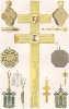 Другая сторона Воздвизального креста епископа Антония и три панагии. Древности Российского государства..., отд. I, лист № 26, Москва, 1849.  