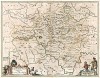 Карта графства Раднор (Радноршир) в Уэльсе. Radnoriensis comitatus vulgo The Countie of Radnor. Составил Ян Янсониус. Амстердам, 1666