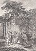 Предложение короны и скипетра Нуме Помпилию. Лист из "Краткой истории Рима" (Abrege De L'Histoire Romaine), Париж, 1760-1765 годы