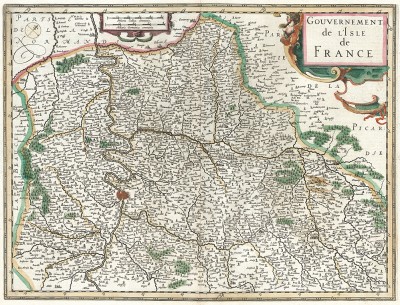 Иль-де-Франс. Gouvernement de l'Isle de France. Составил Ян Янсониус. Амстердам, 1631